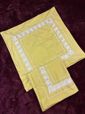 Echo Yellow Chartreuse Embroidered Euro Sham Pillow Cover 26x26 Hidden Zipper